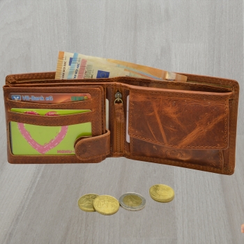 flevado Voll Leder Herren Ledergeldbörse RFID Schutz Hochwertig und Qualitativ Voll Leder Portemonnaie